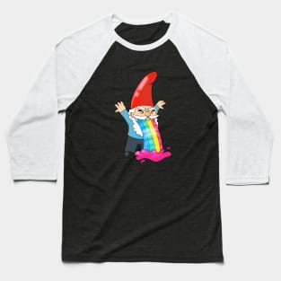 Gnome Vomiting Throwing Up Rainbow Funny Baseball T-Shirt